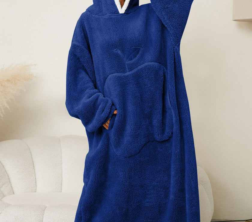 Pocketed Contrast Long Sleeve Hooded Lounge Dress