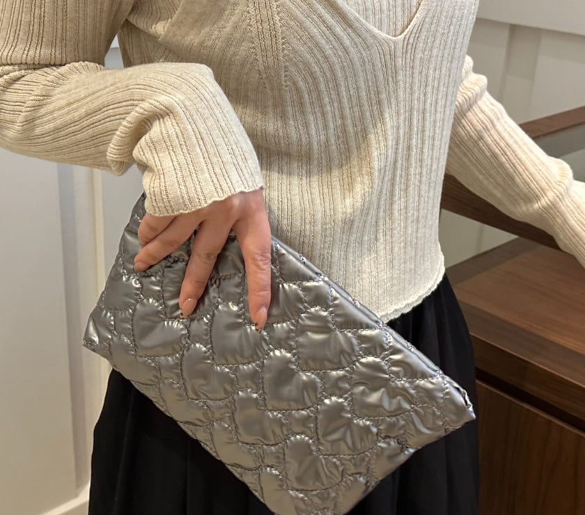 Ruched Heart Clutch with Zipper