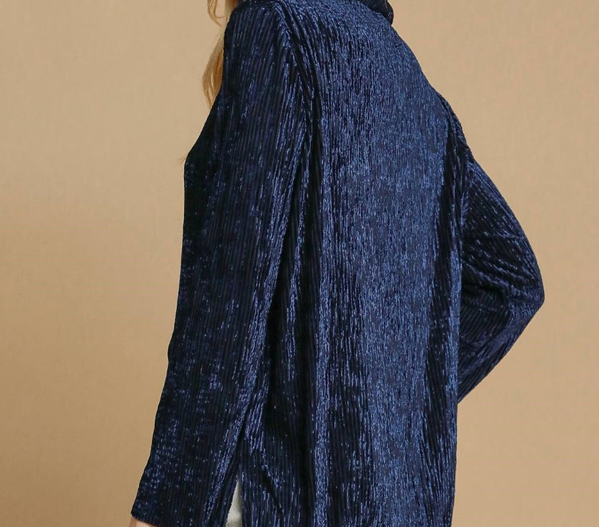 Umgee Side Slit Texture Button Up Shirt