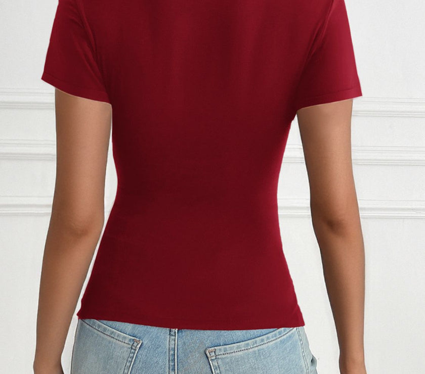 Devine Decorative Button Short Sleeve T-Shirt