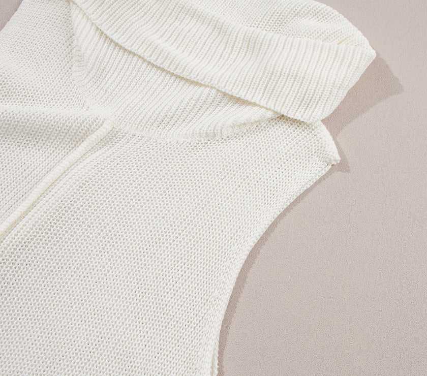 Central Seam Turtleneck Sleeveless Sweater Vest