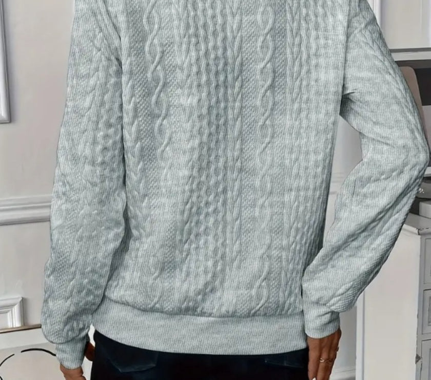 Texture Half Zip Long Sleeve Sweatshirt