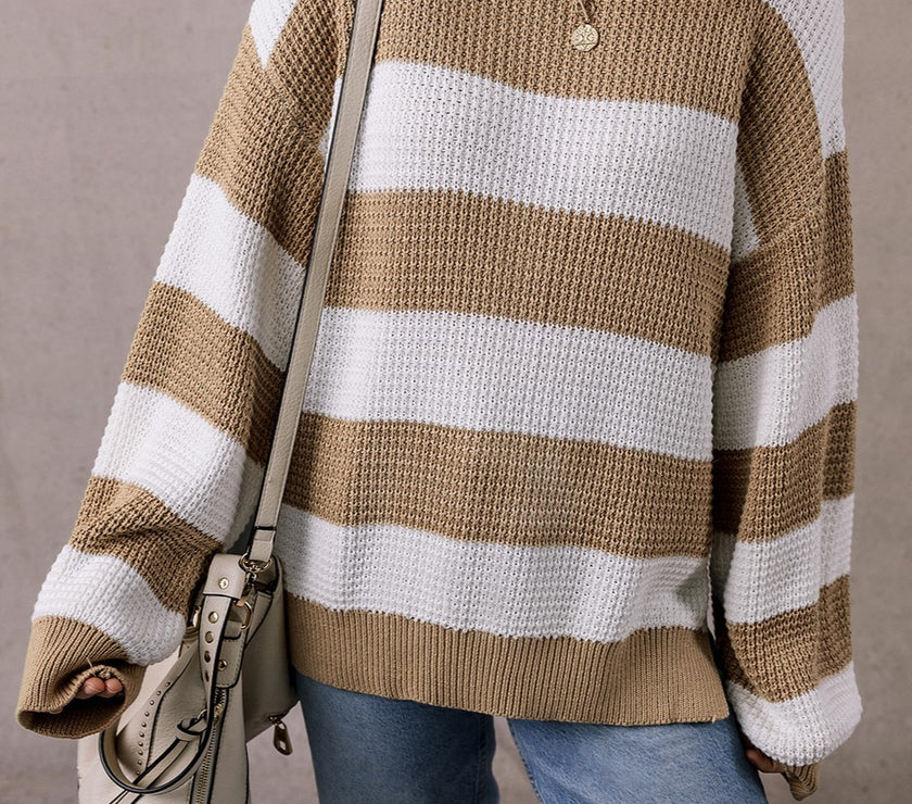 Color Block Round Neck Sweater