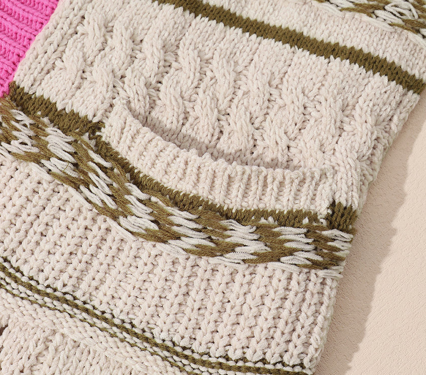 Contrast Tied Open Front Cardigan