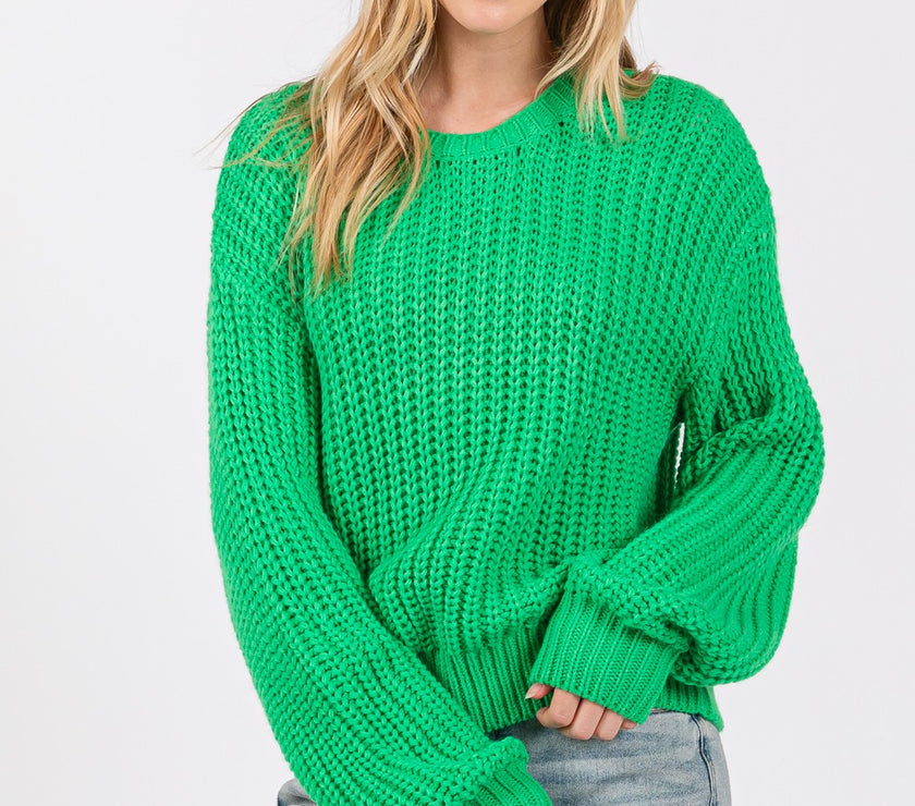 SAGE + FIG Round Neck Drop Shoulder Sweater