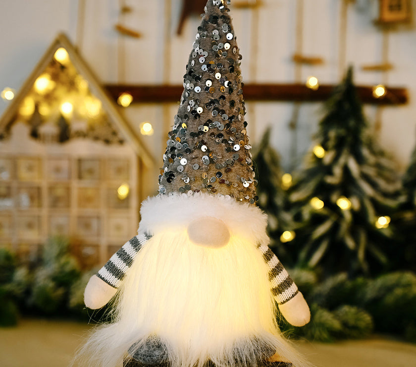 Sequin Light-Up Faceless Gnome