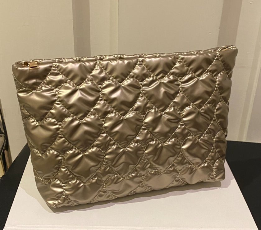 Ruched Heart Clutch with Zipper