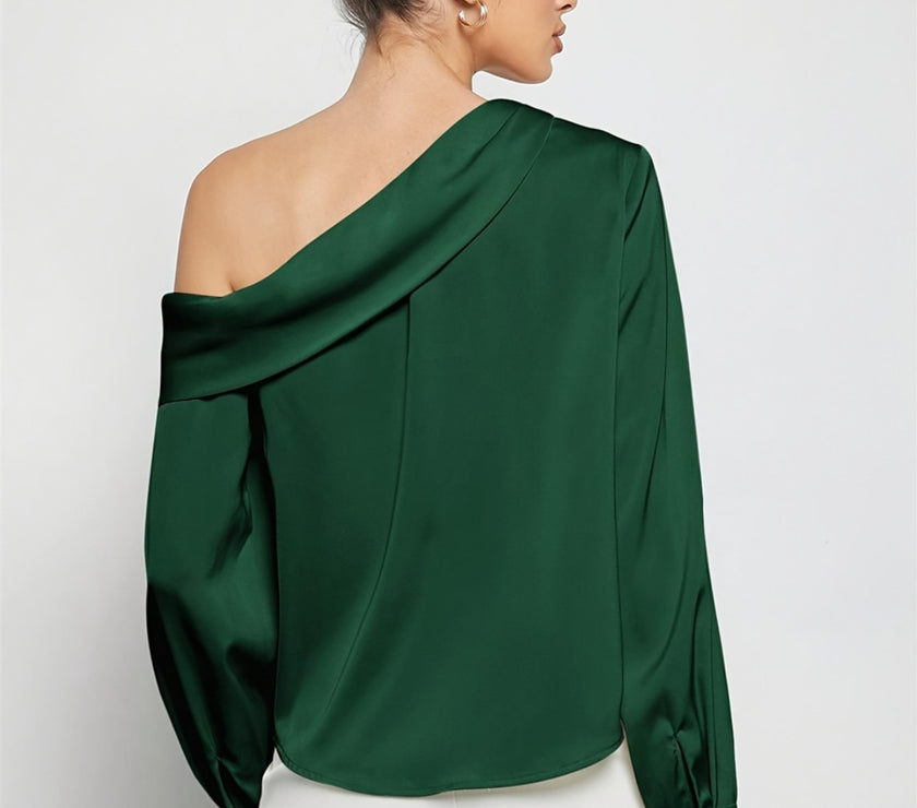 Ruched One Shoulder Long Sleeve Top