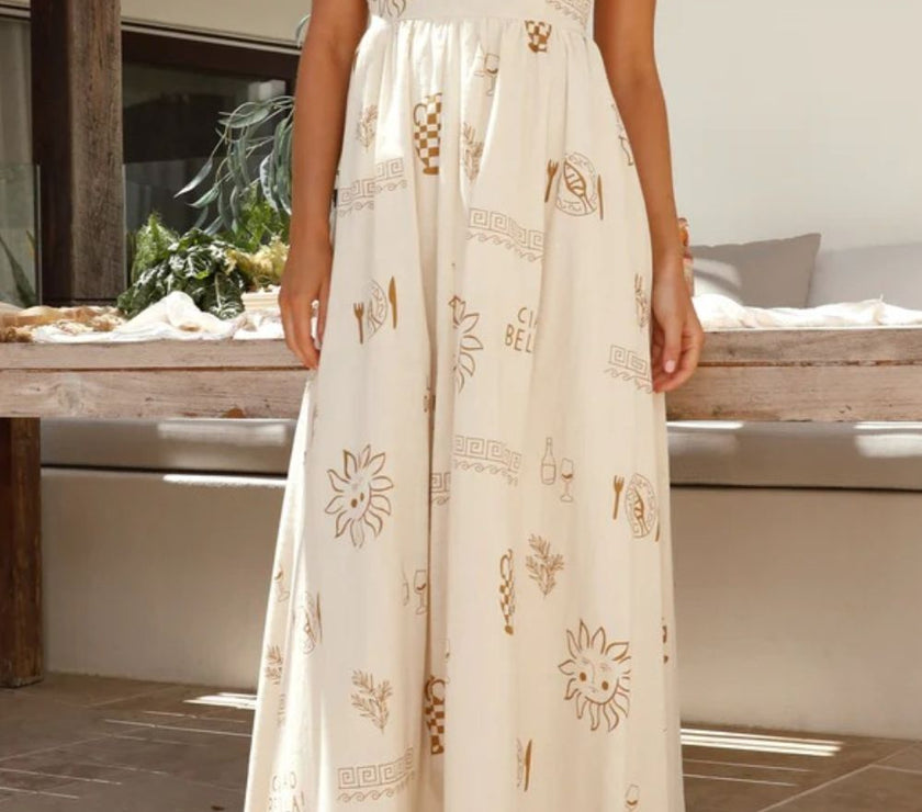 Printed Square Neck Maxi Cami Dress