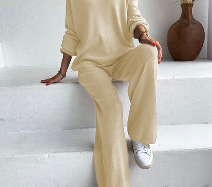 Johnny Collar Long Sleeve Top and Pants Sweater Set