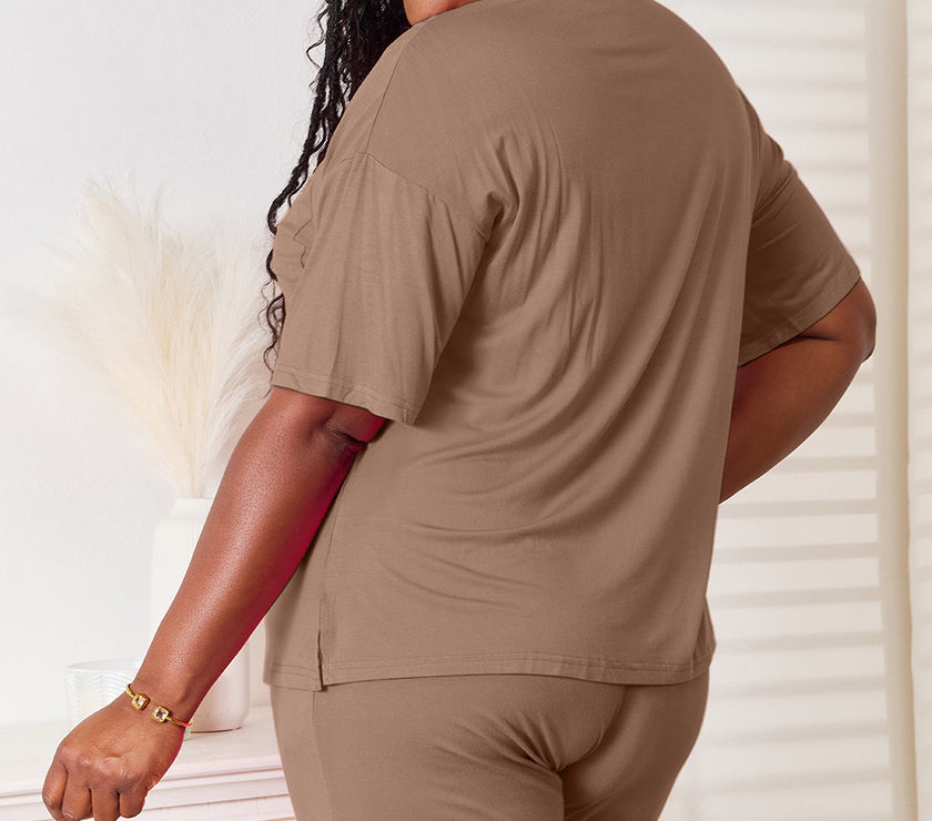 Basic Bae Full Size Soft Rayon Half Sleeve Top and Shorts Set