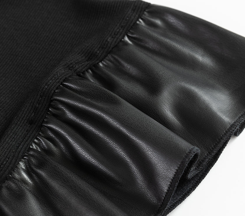 Ruffled Round Neck Cap Sleeve Blouse