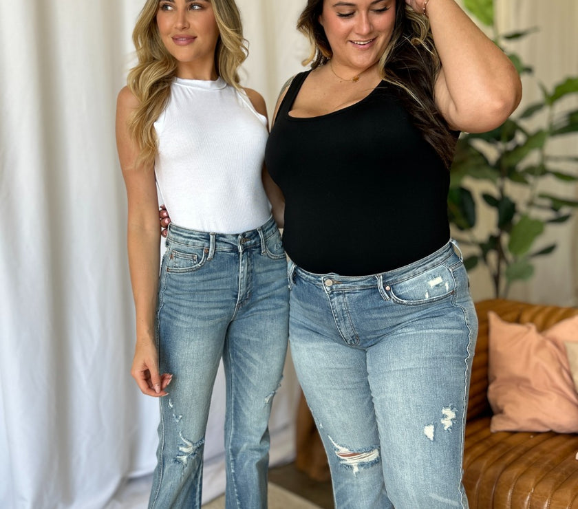 Judy Blue Full Size Medium Rise Tummy Control Destroy Flare