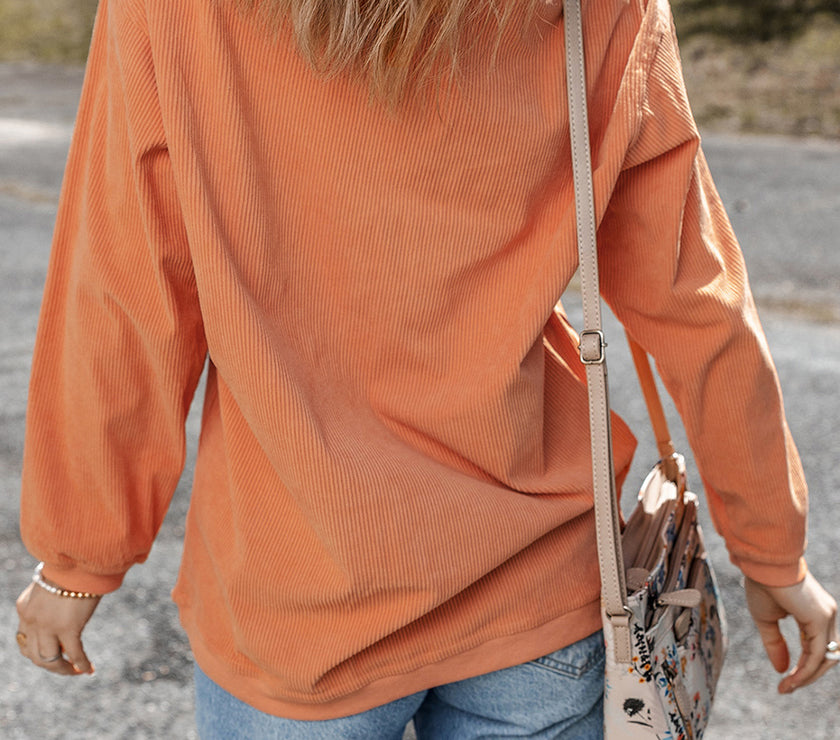 Apricot Football Graphic Drop Shoulder Game Day Corded Sweatshirt