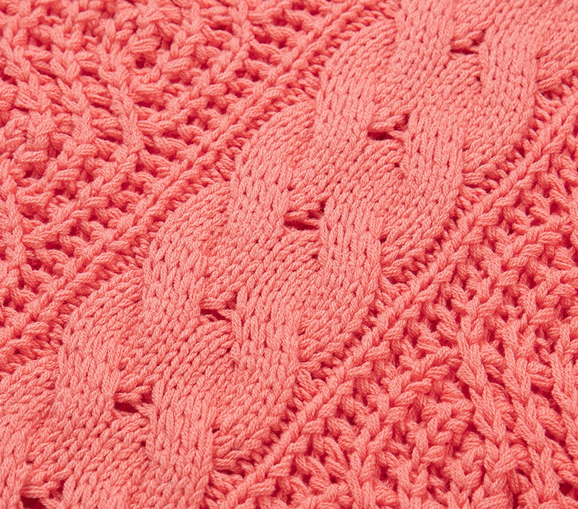 Drawstring Cable-Knit Hooded Sweater