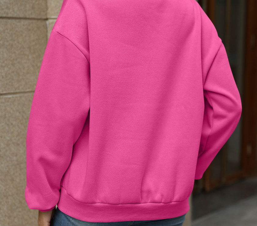 V-Neck Long Sleeve Dropped Shoulder Sweatshirt