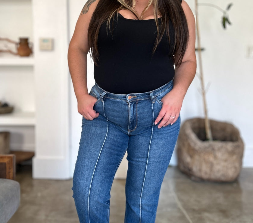 Judy Blue Full Size High Waist Front Seam Detail Straight Jeans