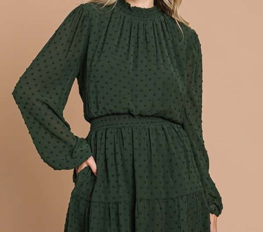 Culture Code Swiss Dot Smock Neck Mini Dress with Pockets