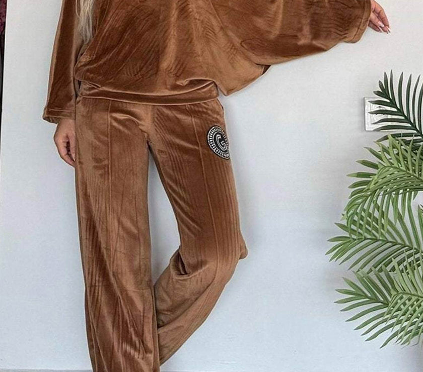 Full Size Boat Neck Long Sleeve Top and Pants Set