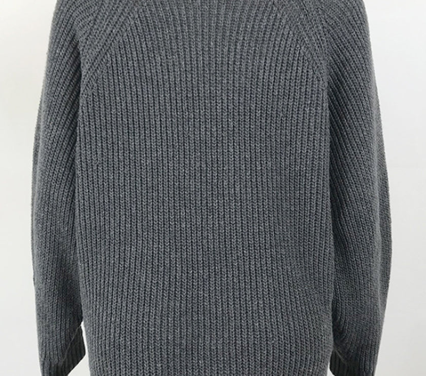 Mock Neck Dropped Shoulder Sweater Dress