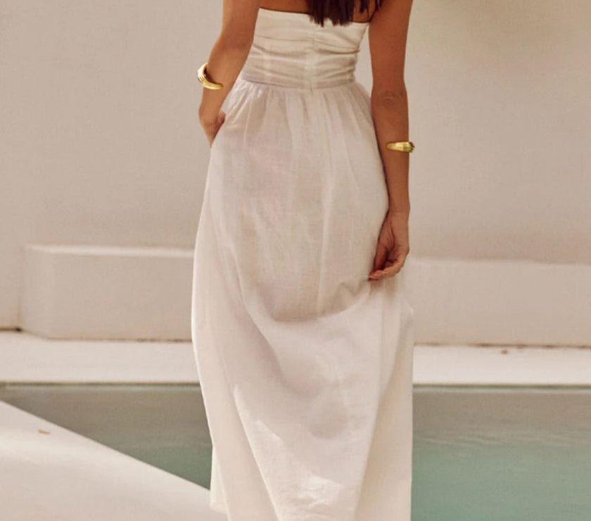 Devine Ruched Halter Neck Midi Dress