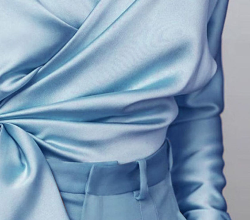 Surplice Long Sleeve Blouse