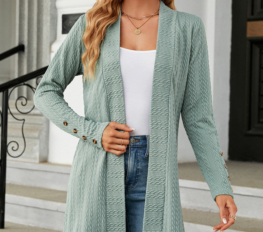 Open Front Long Sleeve Cardigan