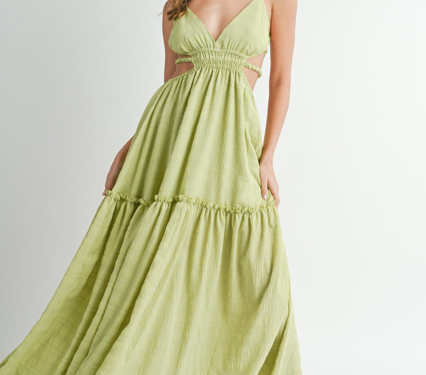 MABLE Cutout Waist Backless Maxi Dress