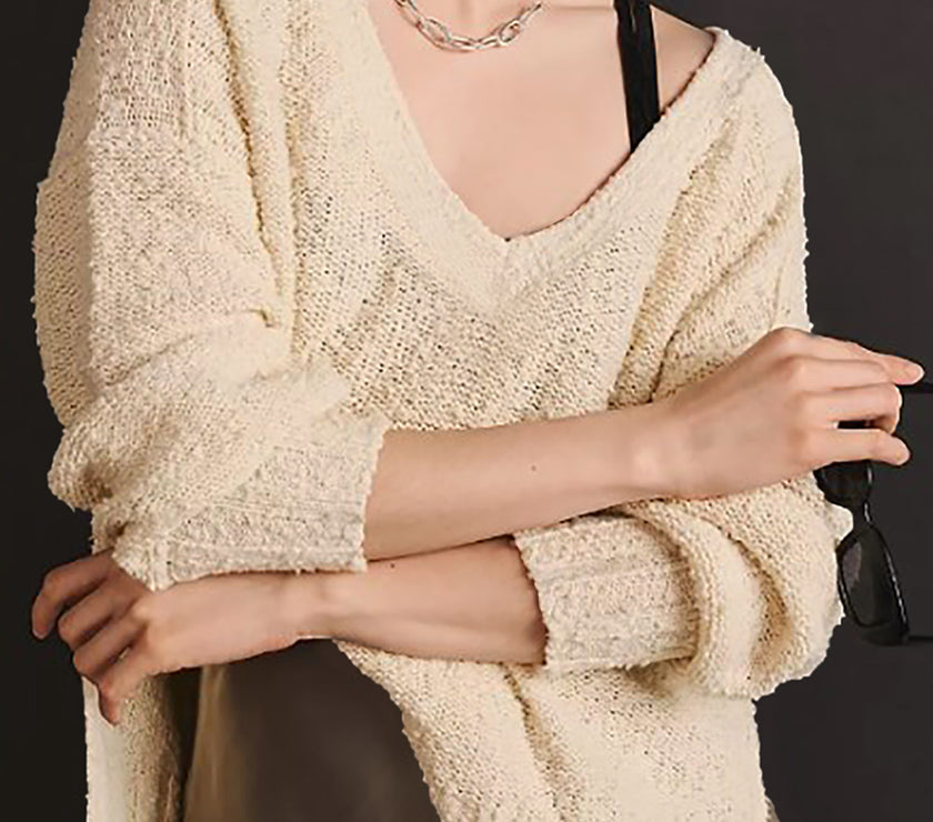 V-Neck Dropped Shoulder Sweater