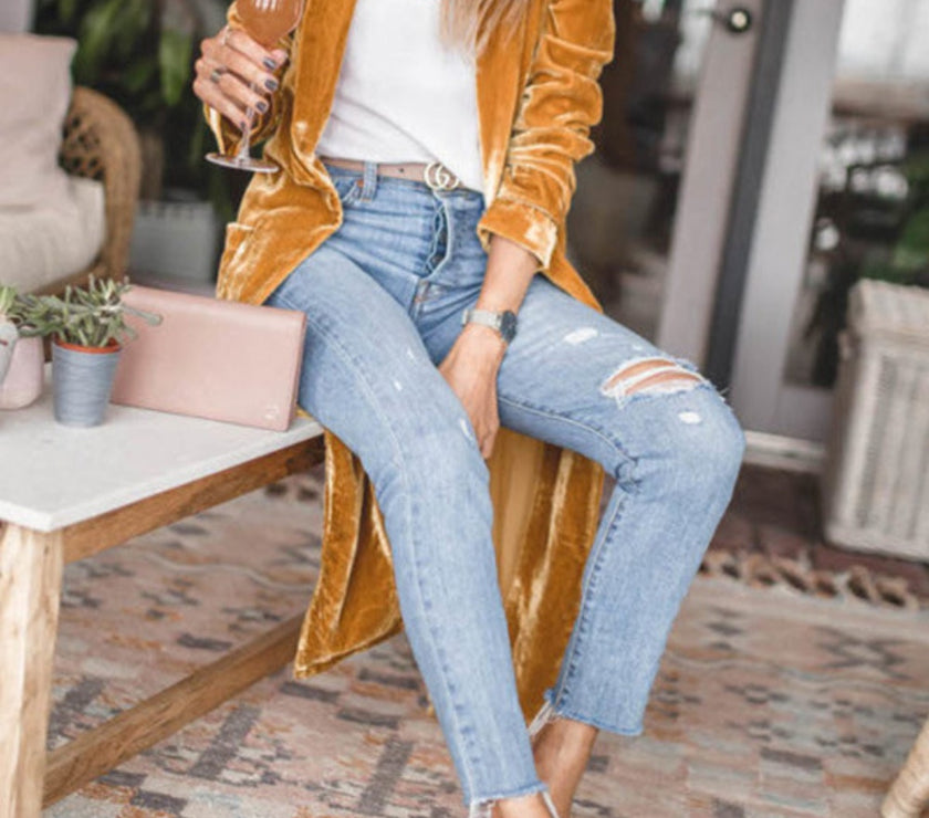 Open Front Long Sleeve Coat