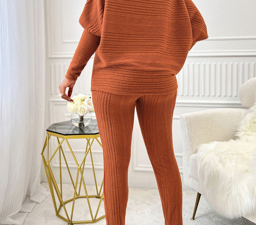Turtleneck Batwing Sleeve Top and Pants Set