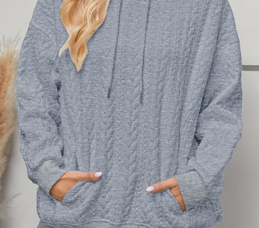 Drawstring Long Sleeve Hoodie with Pockets