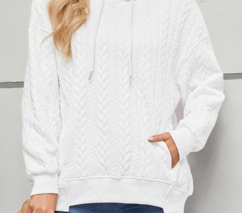 Drawstring Long Sleeve Hoodie with Pockets