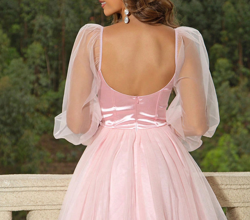 Sweetheart Neck Balloon Sleeve Mini Dress