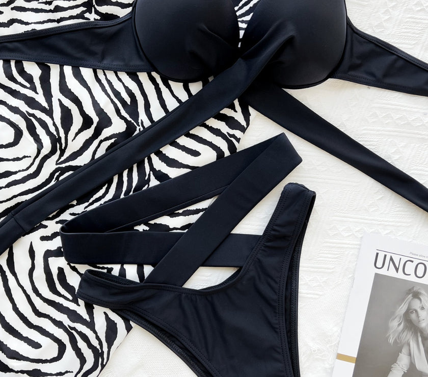 Crisscross Halter Neck Bikini Set