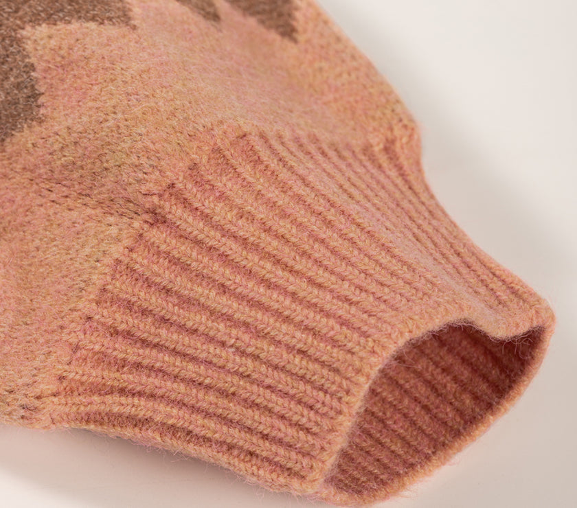 Geometric Mock Neck Long Sleeve Sweater