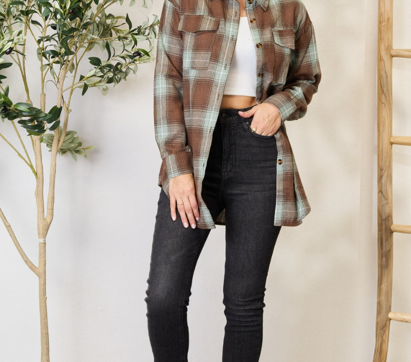 Mandy Plaid Dropped Shoulder Shirt