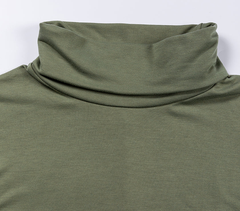 Side Slit High-Low Cowl Neck Long Sleeve Blouse