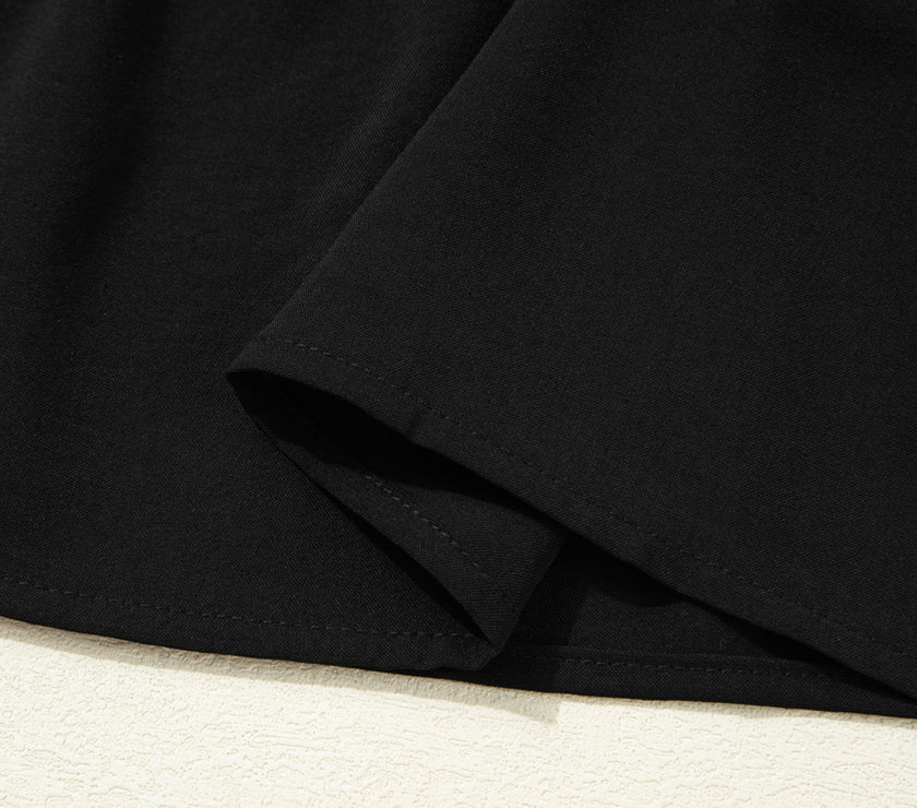 Black Puff Sleeve Bowknot Front Peplum Blouse