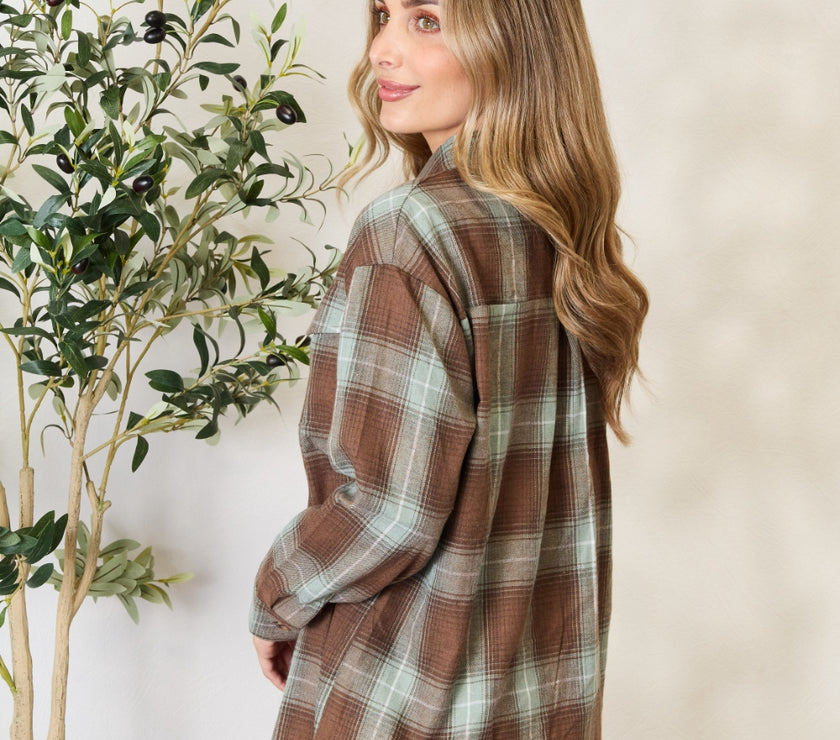 Mandy Plaid Dropped Shoulder Shirt