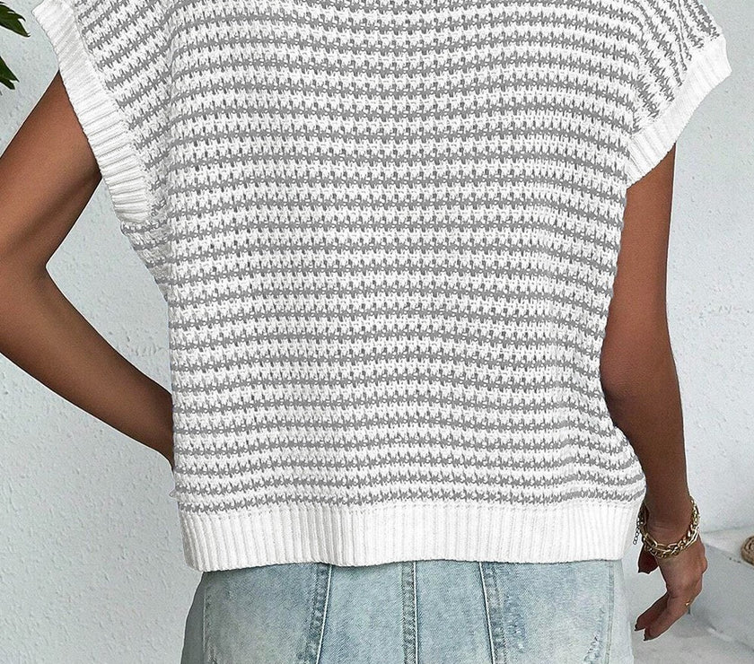 Striped Round Neck Sweater Vest