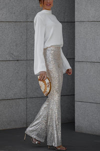 Backless Cowl Neck Long Sleeve Blouse