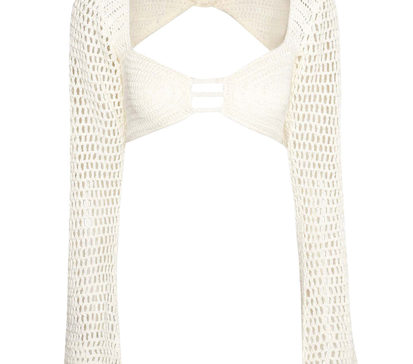 Tied Long Sleeve Top and Skirt Cover Up Set