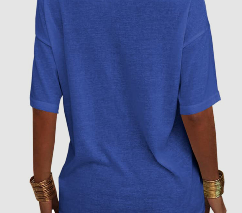 V-Neck Dropped Shoulder Half Sleeve T-Shirt