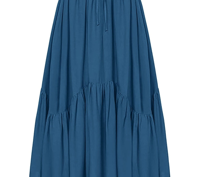 Smocked Waist Band Ruched Layered Skirt