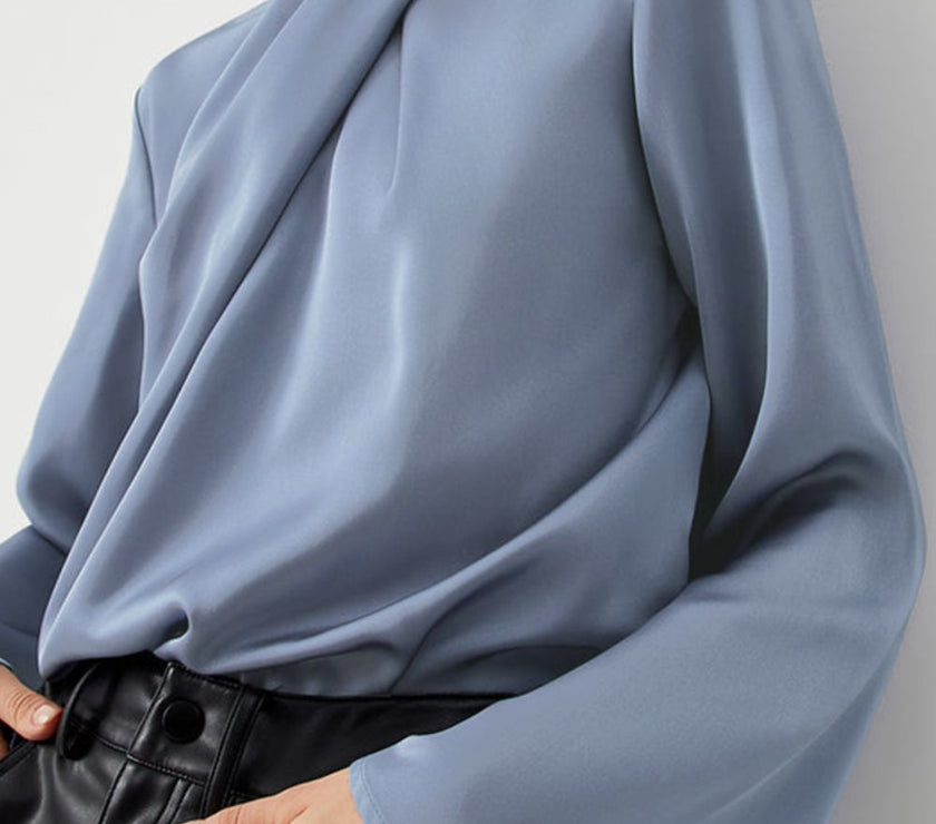 Cutout Turtleneck Long Sleeve Blouse