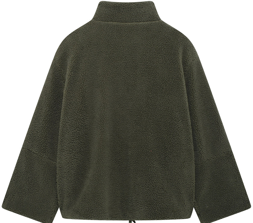 Turtleneck Zip Up Long Sleeve Plush Jacket