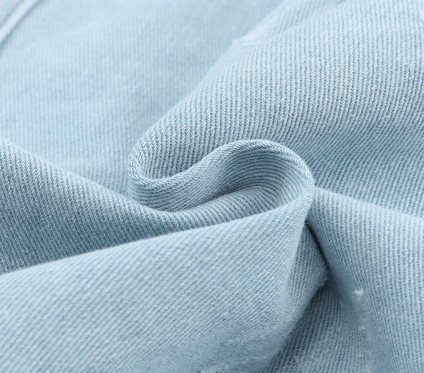 Flap Pocket Raw Hem Denim Jacket