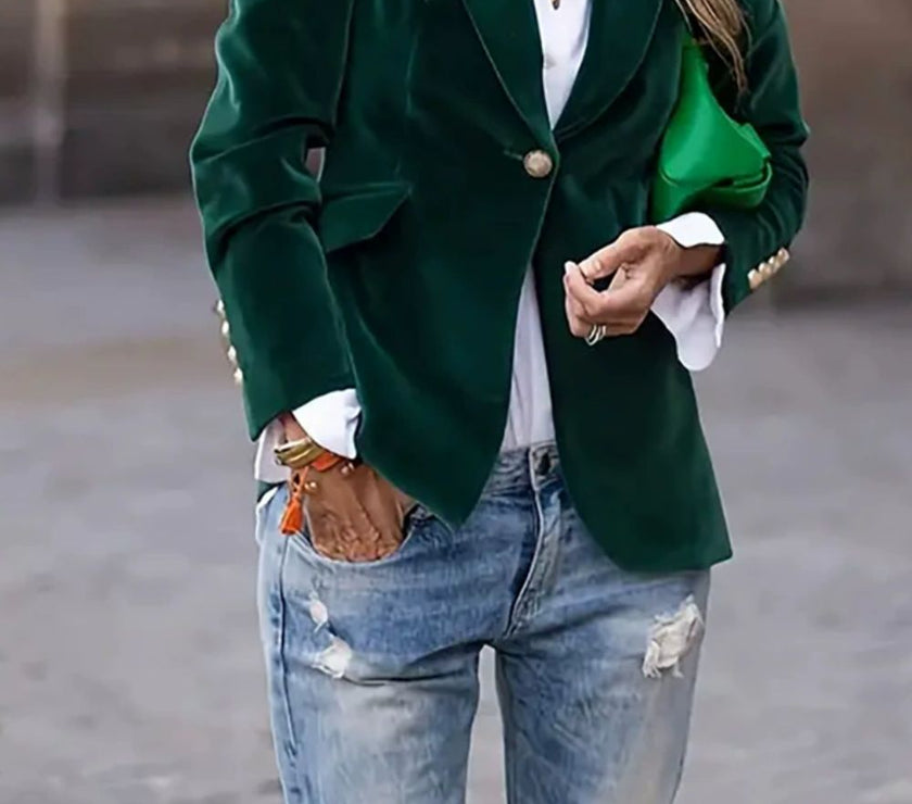 Lapel Collar One Button Blazer