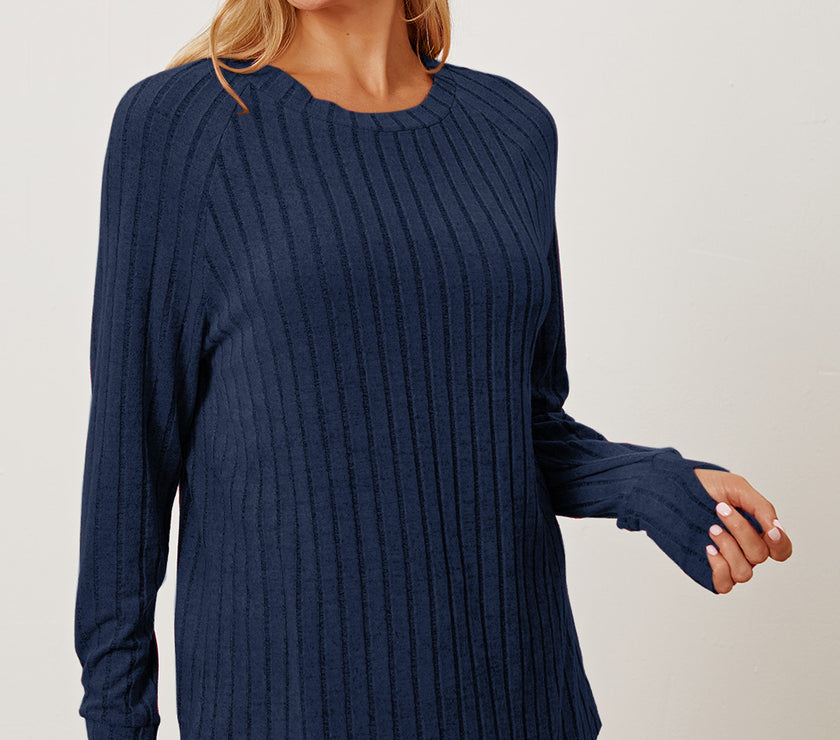 Basic Bae Full Size Ribbed Thumbhole Sleeve T-Shirt
